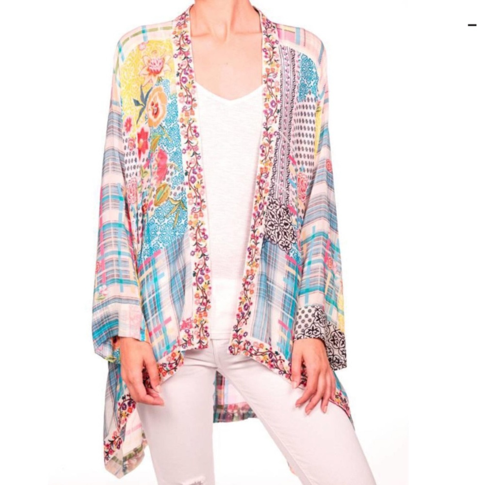 JOHNNY WAS Embroidered Floral Kimono